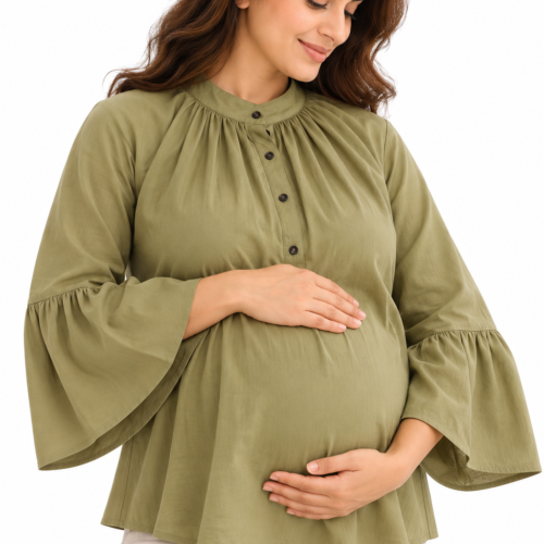 Serene Olive Maternity Portrait