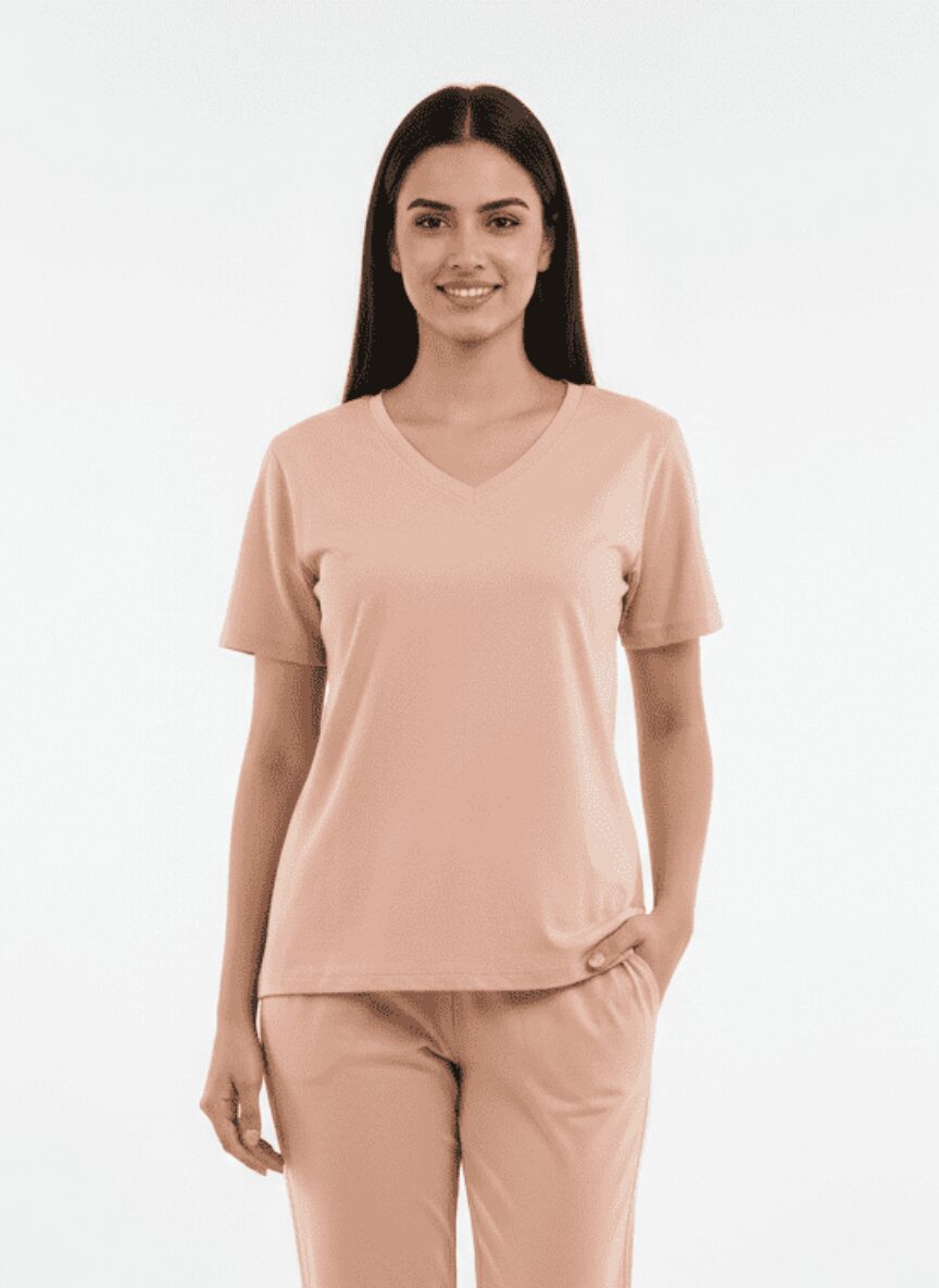 v neck pink