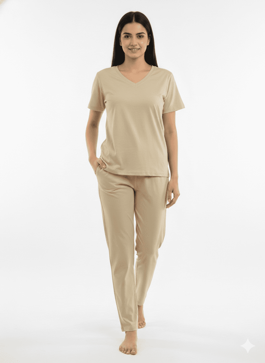 v neck beige